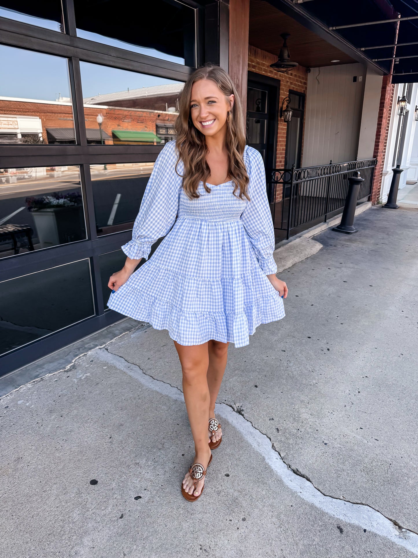 Sky Blue Gingham Dress