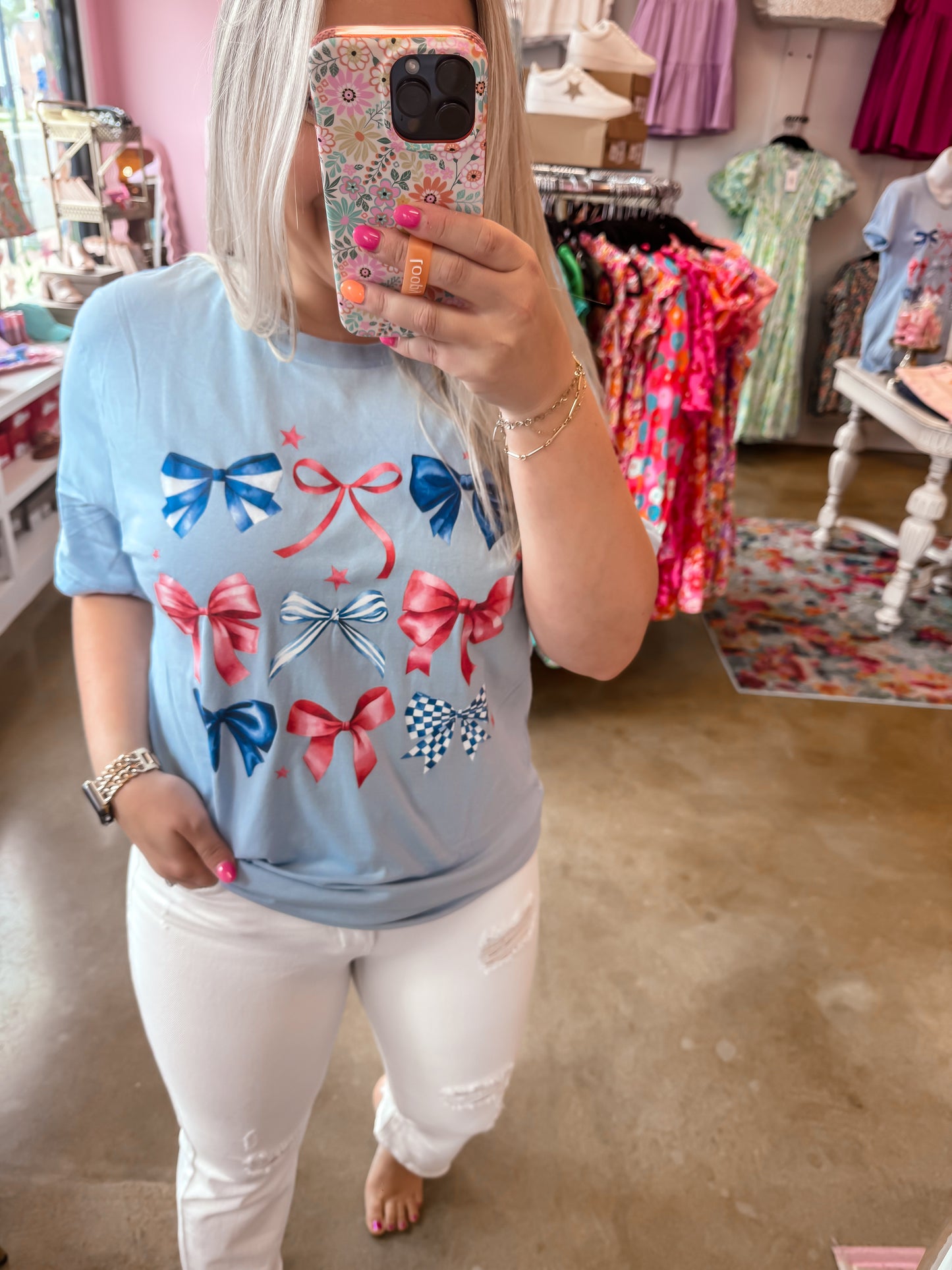 Red, White and Blue Bows Tee