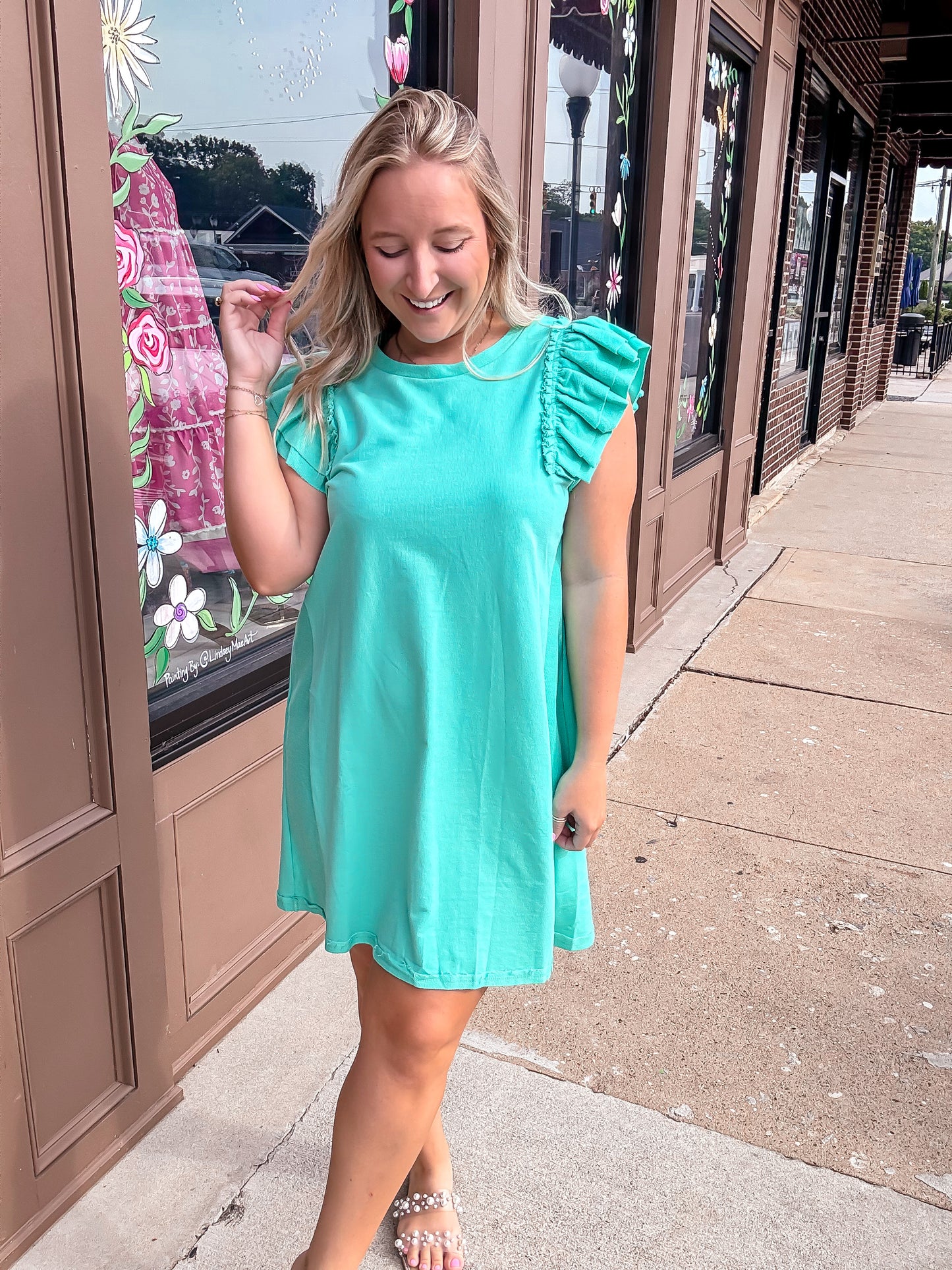 Emerald French Terry Dress