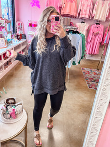 Curvy Brushed Oversized Sweater - Black