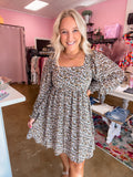 Flower Pattern Mini Dress