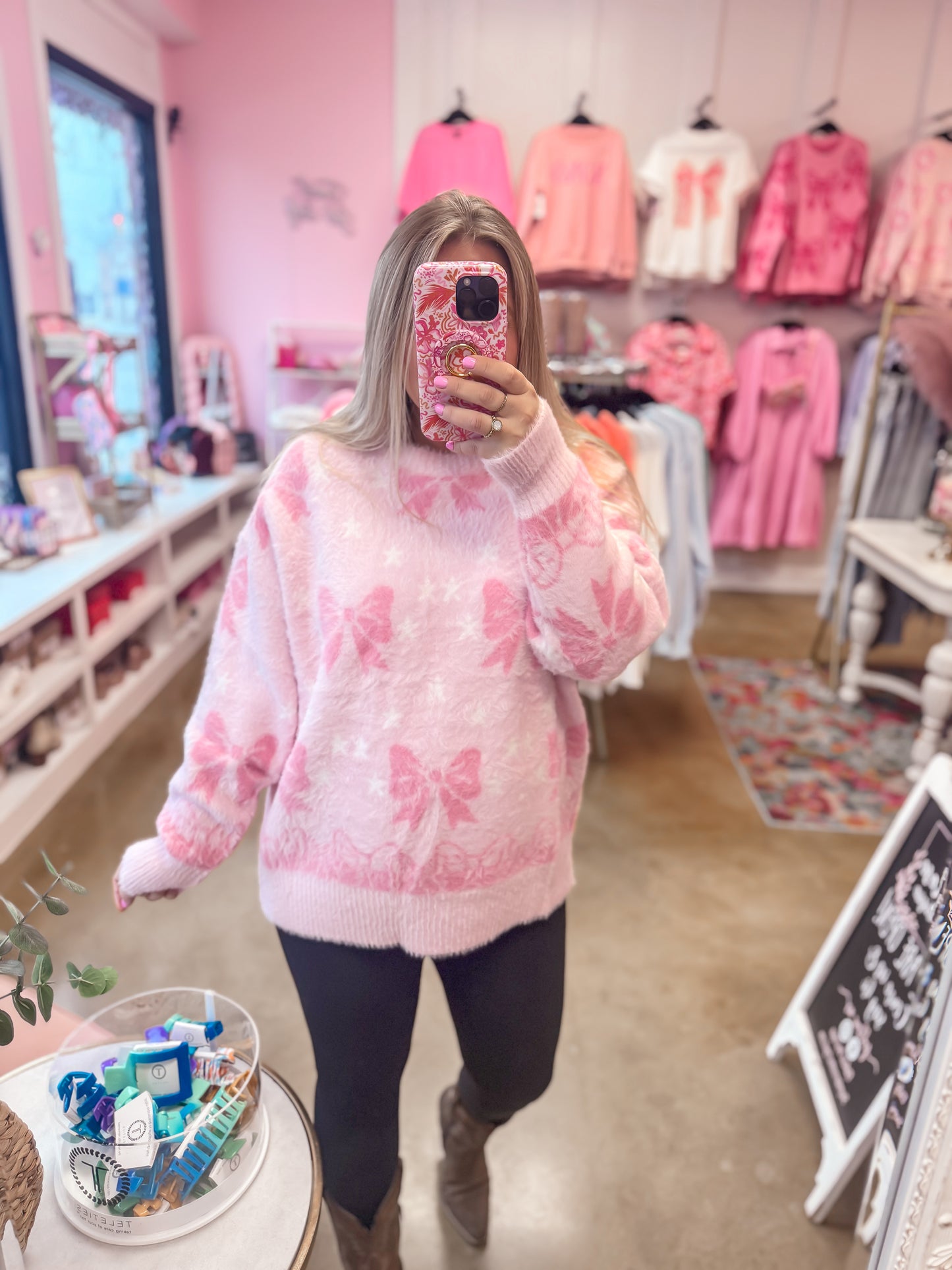 Light Pink Bow Sweater