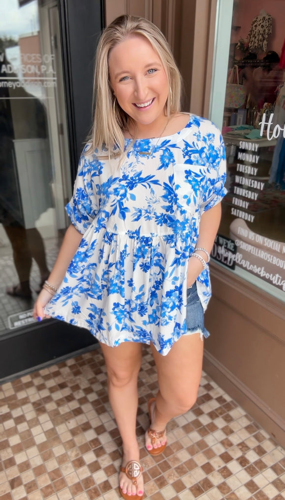 French Blue Babydoll Top