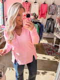 Cozy Coast Waffle Knit Top - Pink