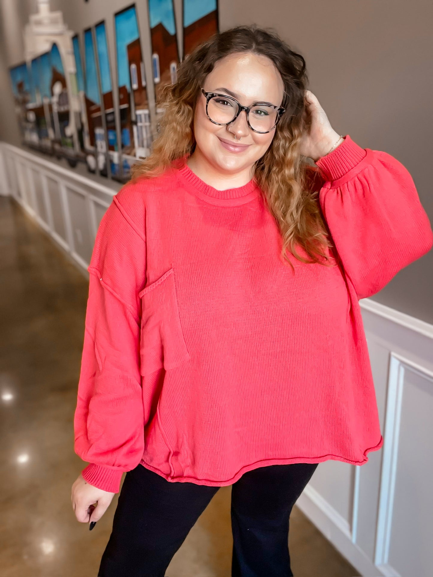 Coral Sweater Top