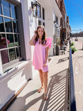 Pink Textured Mini Dress