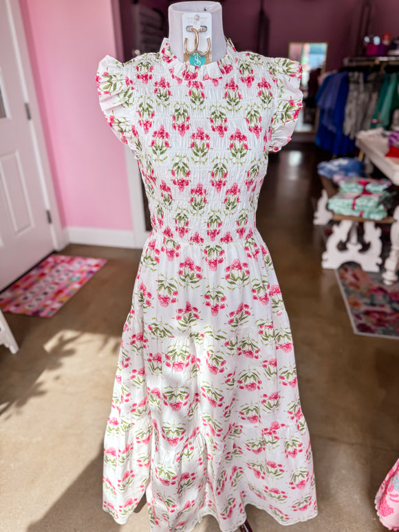 Blushing Rose Ruffle Midi