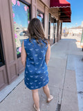 Denim Darling Bow Embroidered Dress