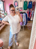Short Sleeve Waffle Top - Ivory