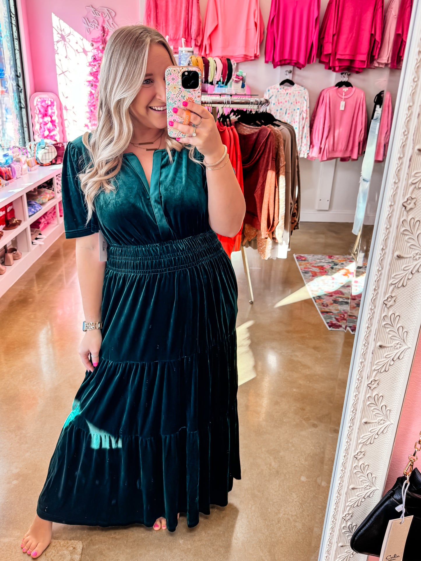 Evergreen Velvet Maxi Dress