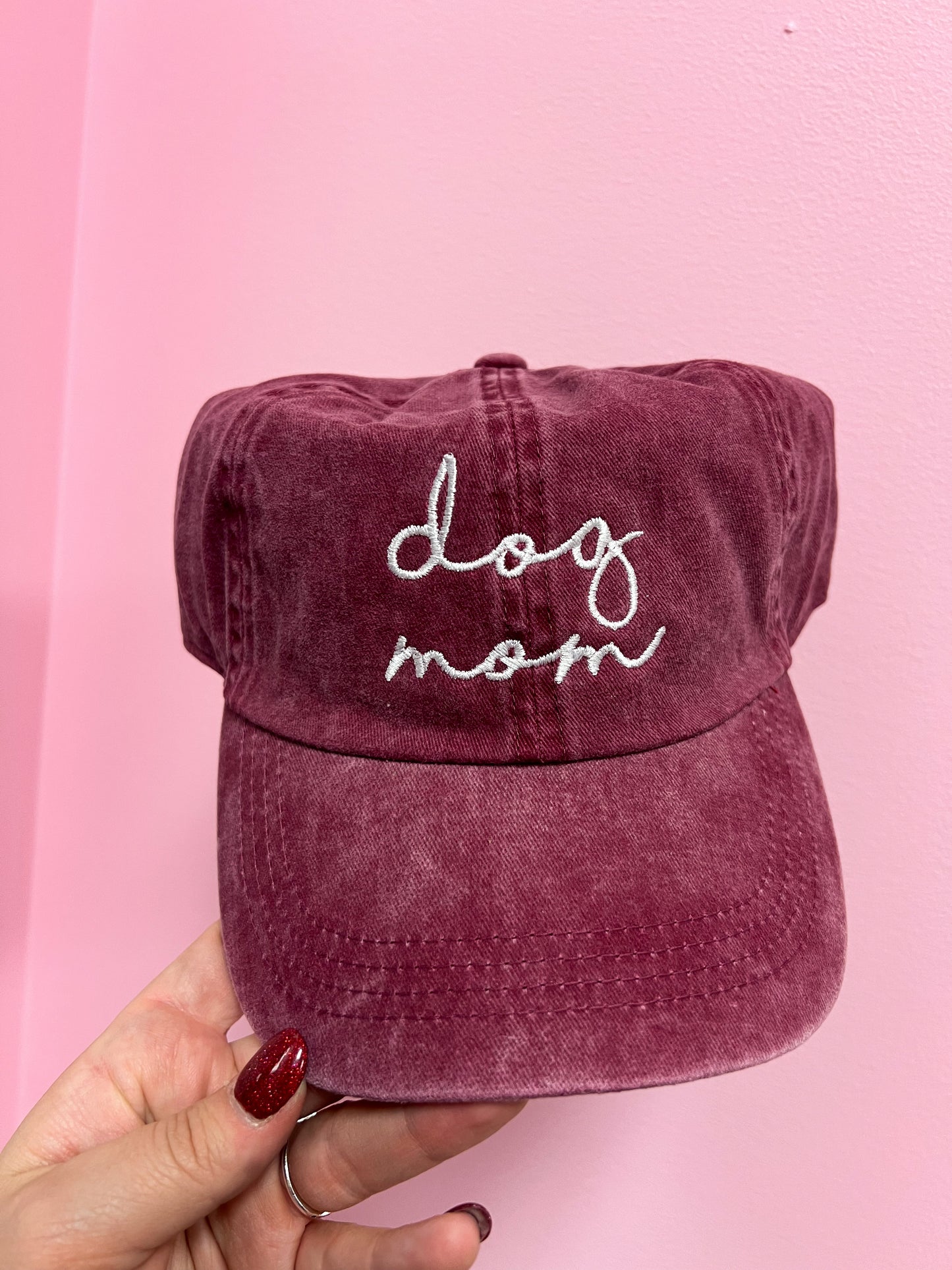 Burgundy Dog Mom Ball Cap