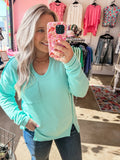 Cozy Coast Waffle Knit Top - Seafoam