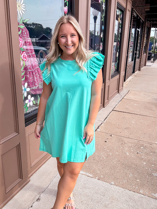 Emerald French Terry Dress