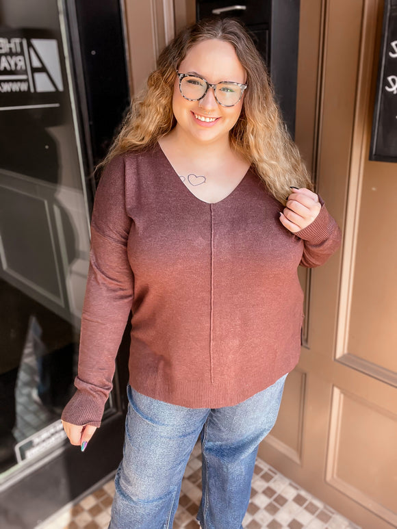 Curvy Gina Sweater - Heather MAHOGANY