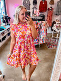 Yellow Pink Floral Dress