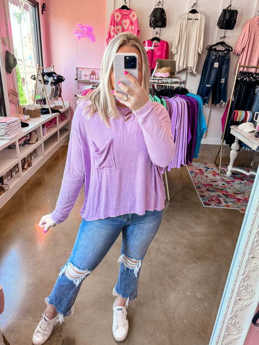 Washed Crop Long Sleeve Lavender