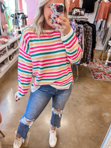 Rainbow Striped Sweater (s-3x)
