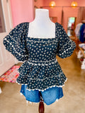 Midnight Ruffle Peplum Top