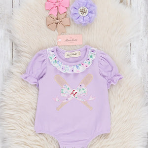 Baseball Garden Embroidered Ruffle Bubble