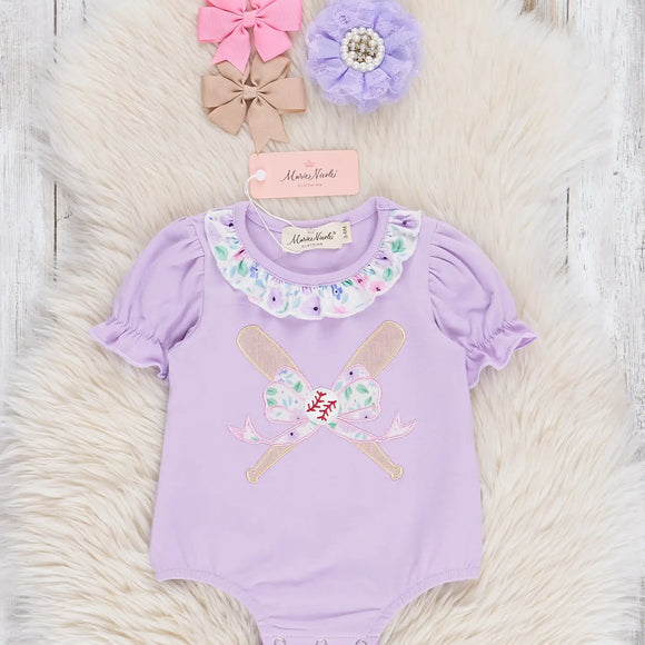 Baseball Garden Embroidered Ruffle Bubble