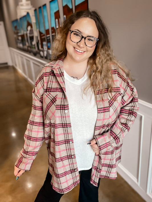 Curvy Taupe Pink Flannel