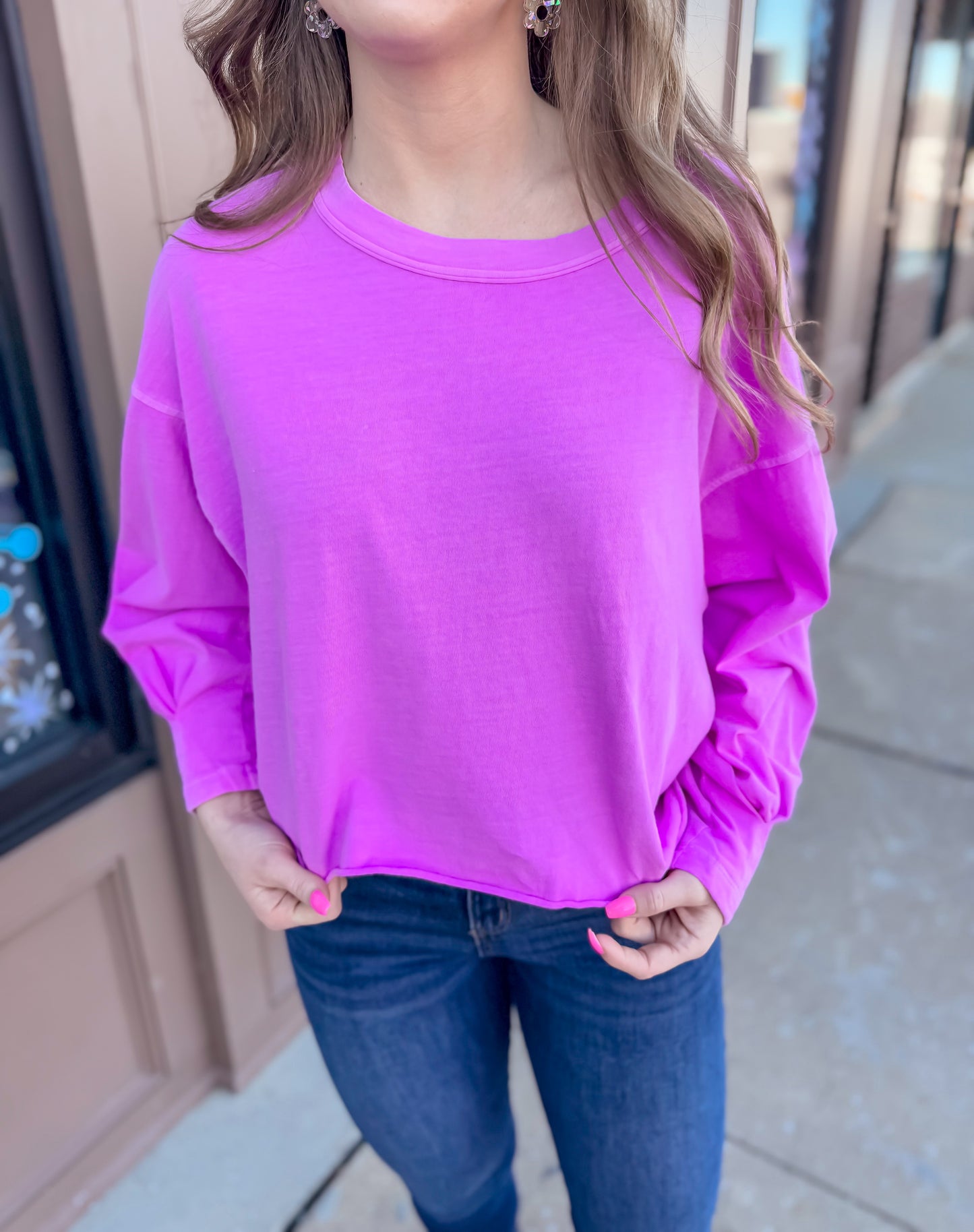 Basic Long Sleeve Crop - Mauve