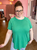 Short Sleeve Waffle Top - Kelly Green
