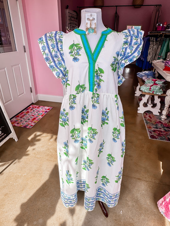 Palm Breeze Embroidered Midi