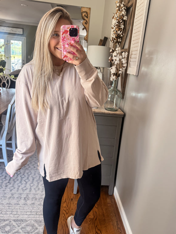 Cozy Claire Top - Taupe