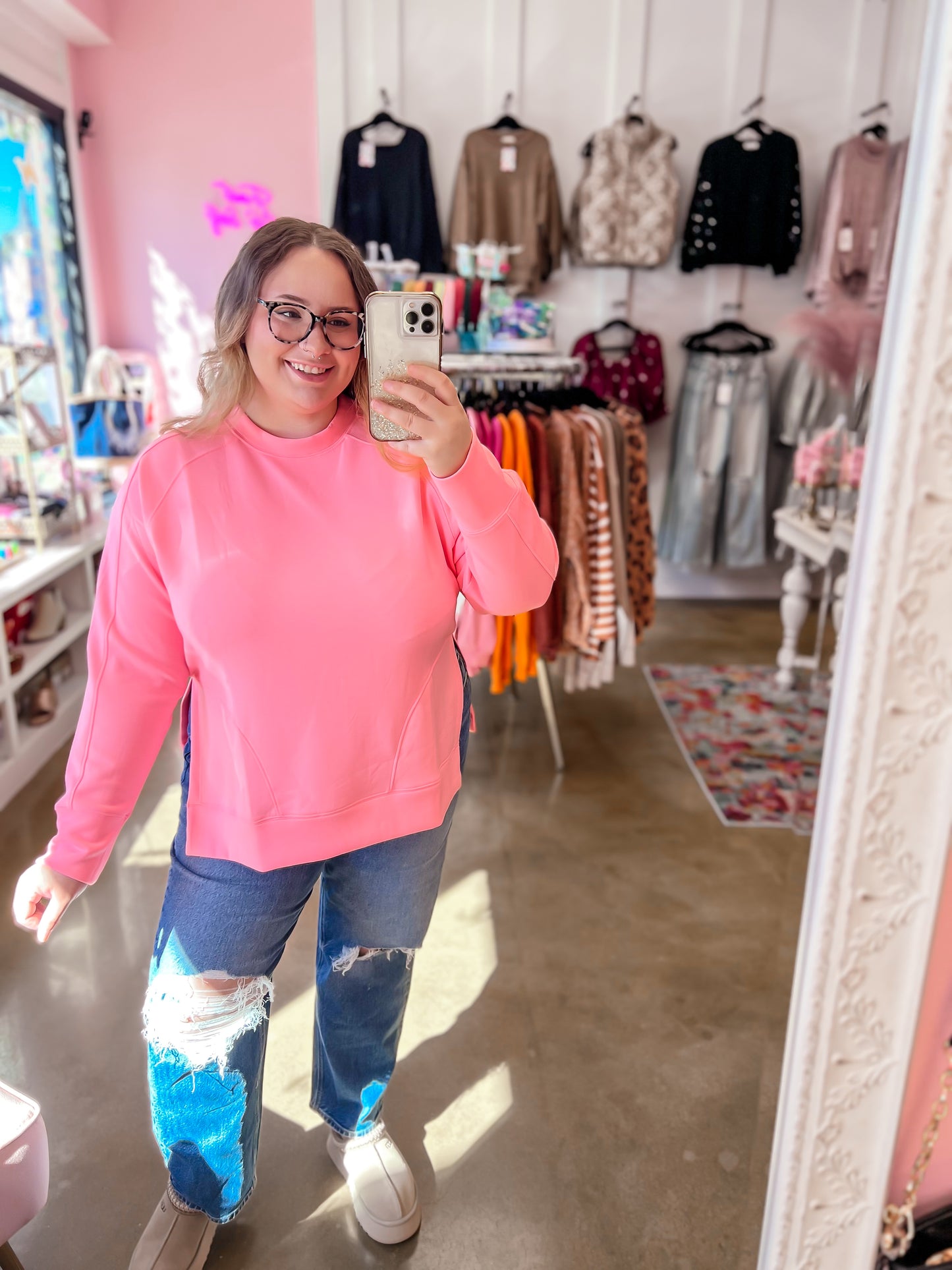 Bright Pink Scuba Pullover