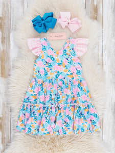 Flutter Sleeve Tiered Ruffle Dress - Bed of Roses