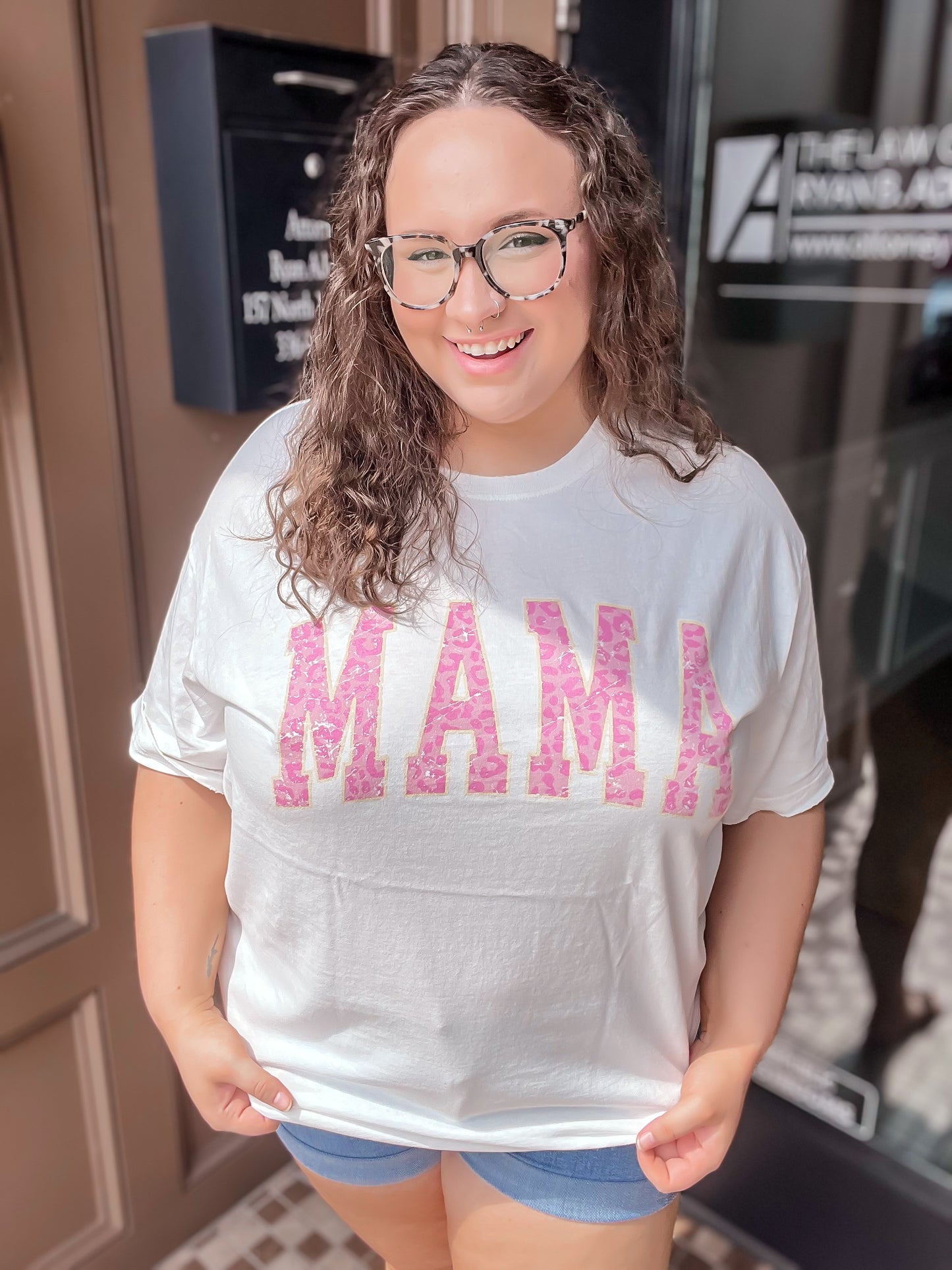 Pink Leopard MAMA Graphic Tee