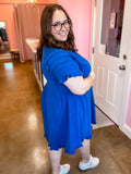 Cobalt Curvy Linen Dress