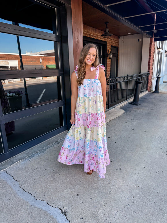Floral Color Block Maxi