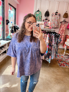 Blueberry Acid Wash Tee (1X-3X)