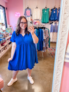 Cobalt Curvy Linen Dress