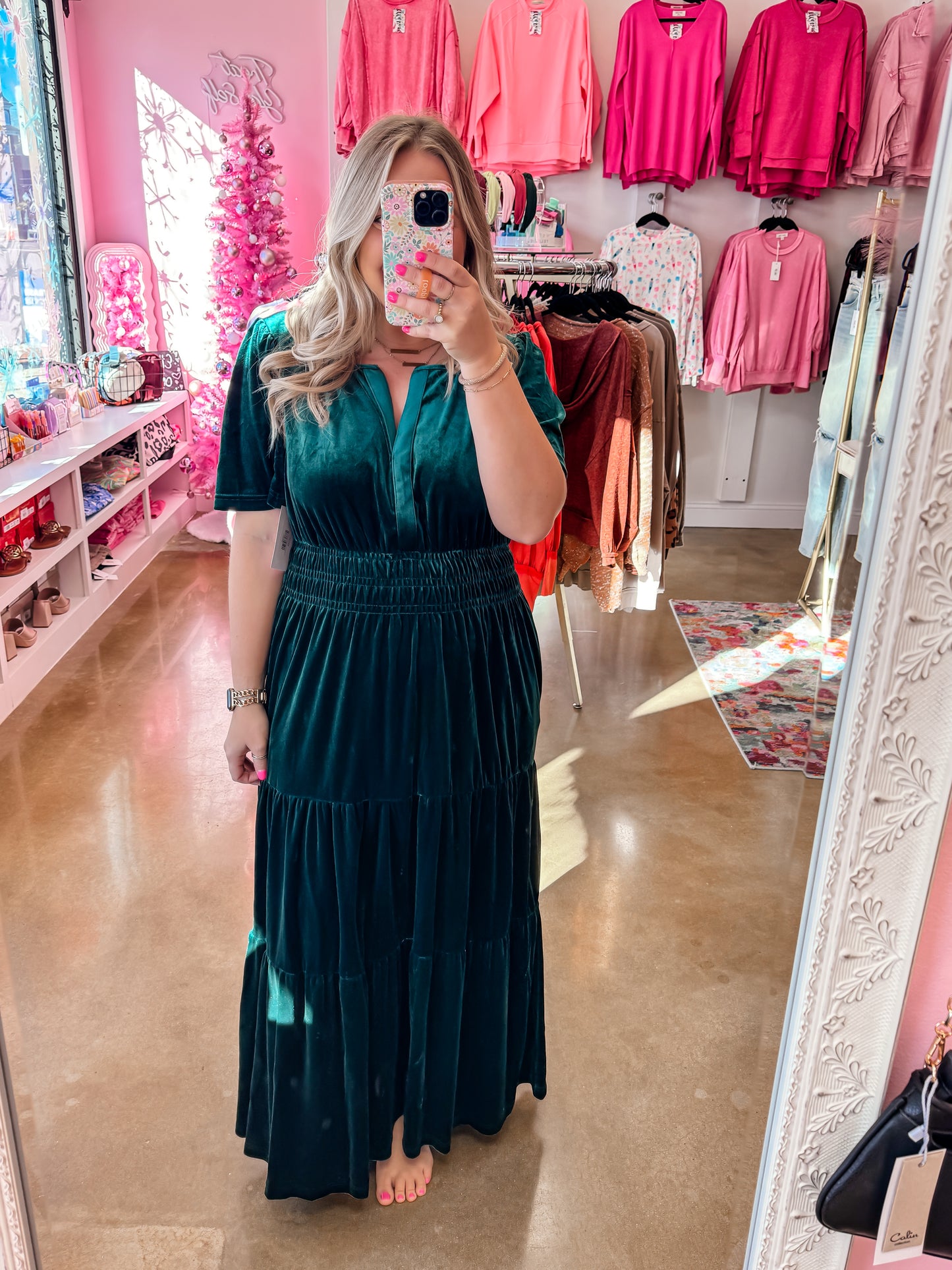 Evergreen Velvet Maxi Dress