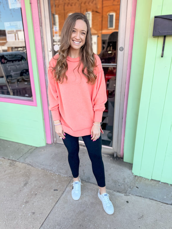 Brushed Oversized Sweater - Coral