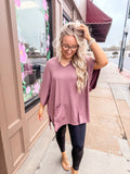 Hoodie Poncho Top - Burgundy