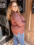 Curvy Gina Sweater - Heather MAHOGANY