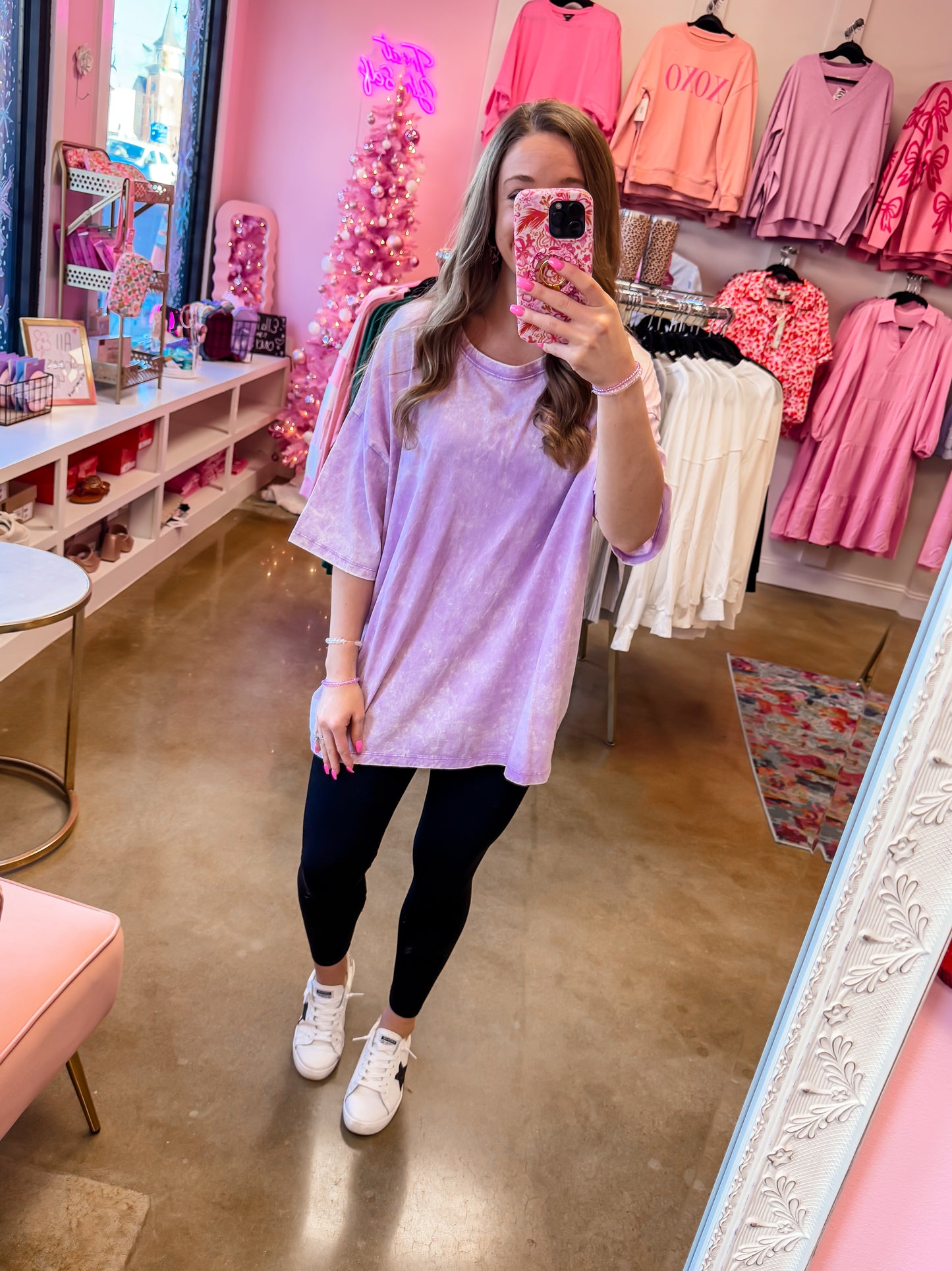 Acid Wash Boyfriend Tee - Lavender