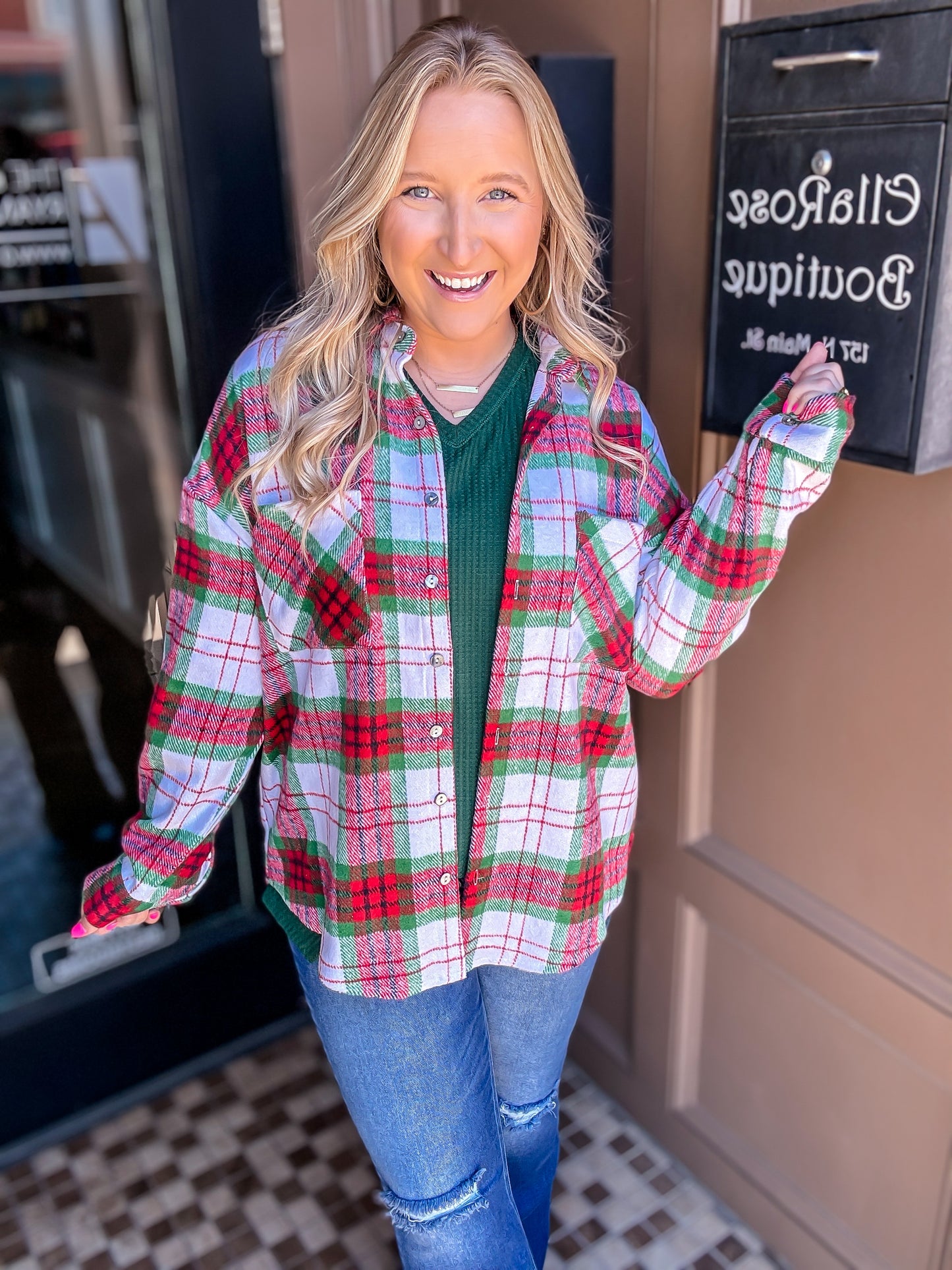 Red/Green Plaid Button Down