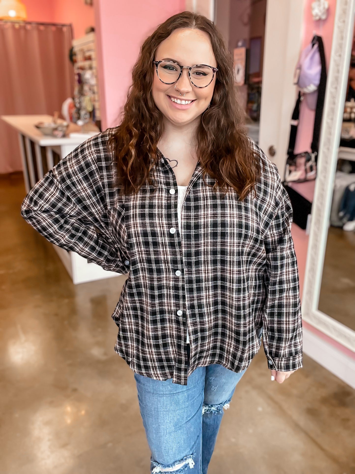 Curvy Black Flannel