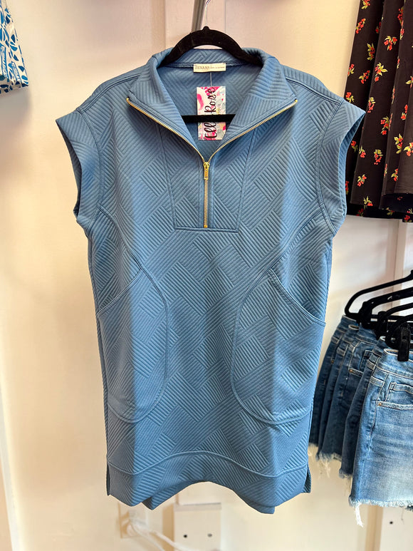 Cozy Chic Zip Dress - Blue