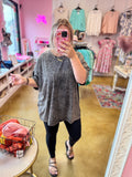 Acid Wash Boyfriend Tee - Ash Charcoal