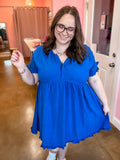 Cobalt Curvy Linen Dress