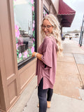 Hoodie Poncho Top - Burgundy