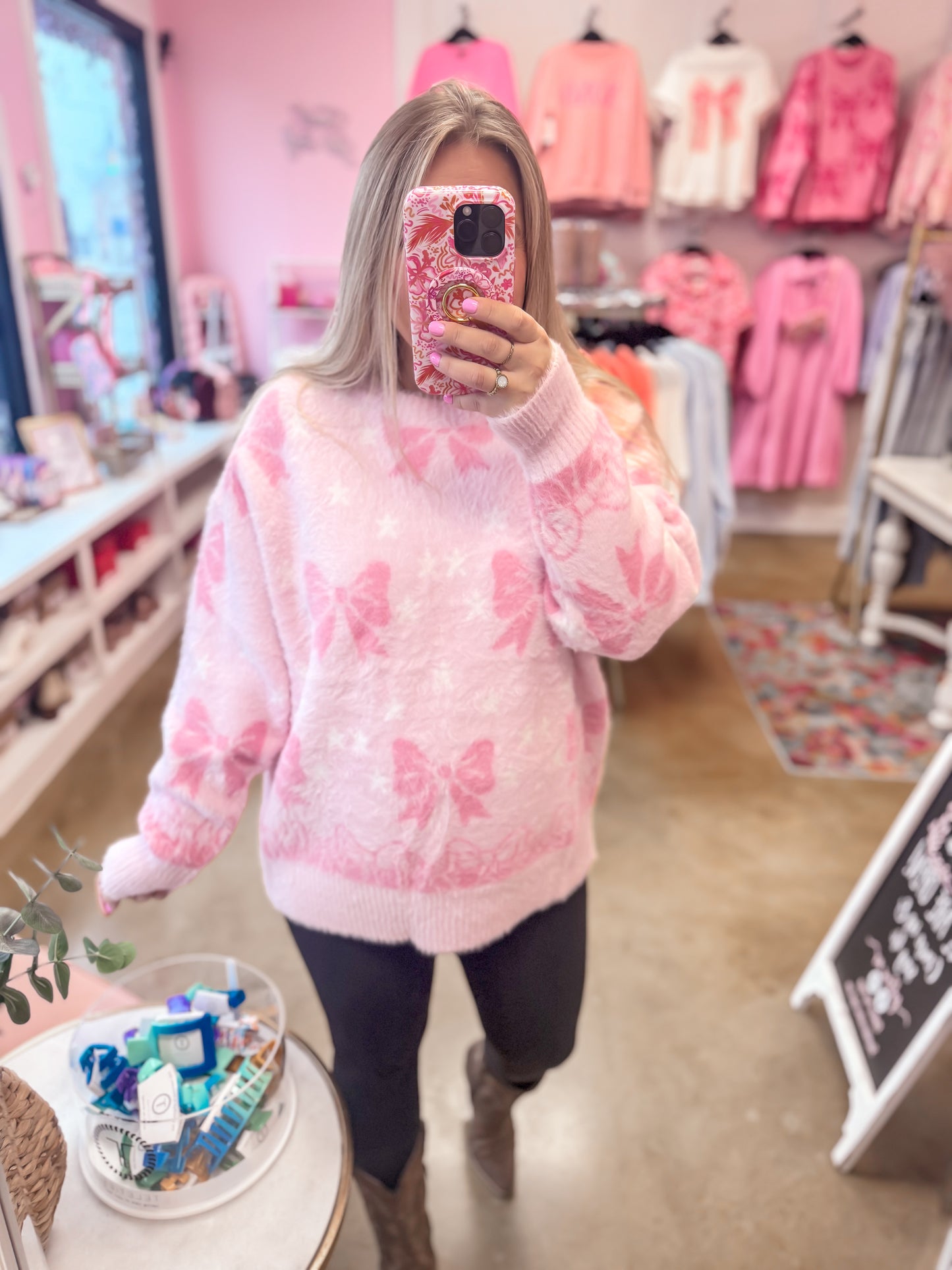 Light Pink Bow Sweater