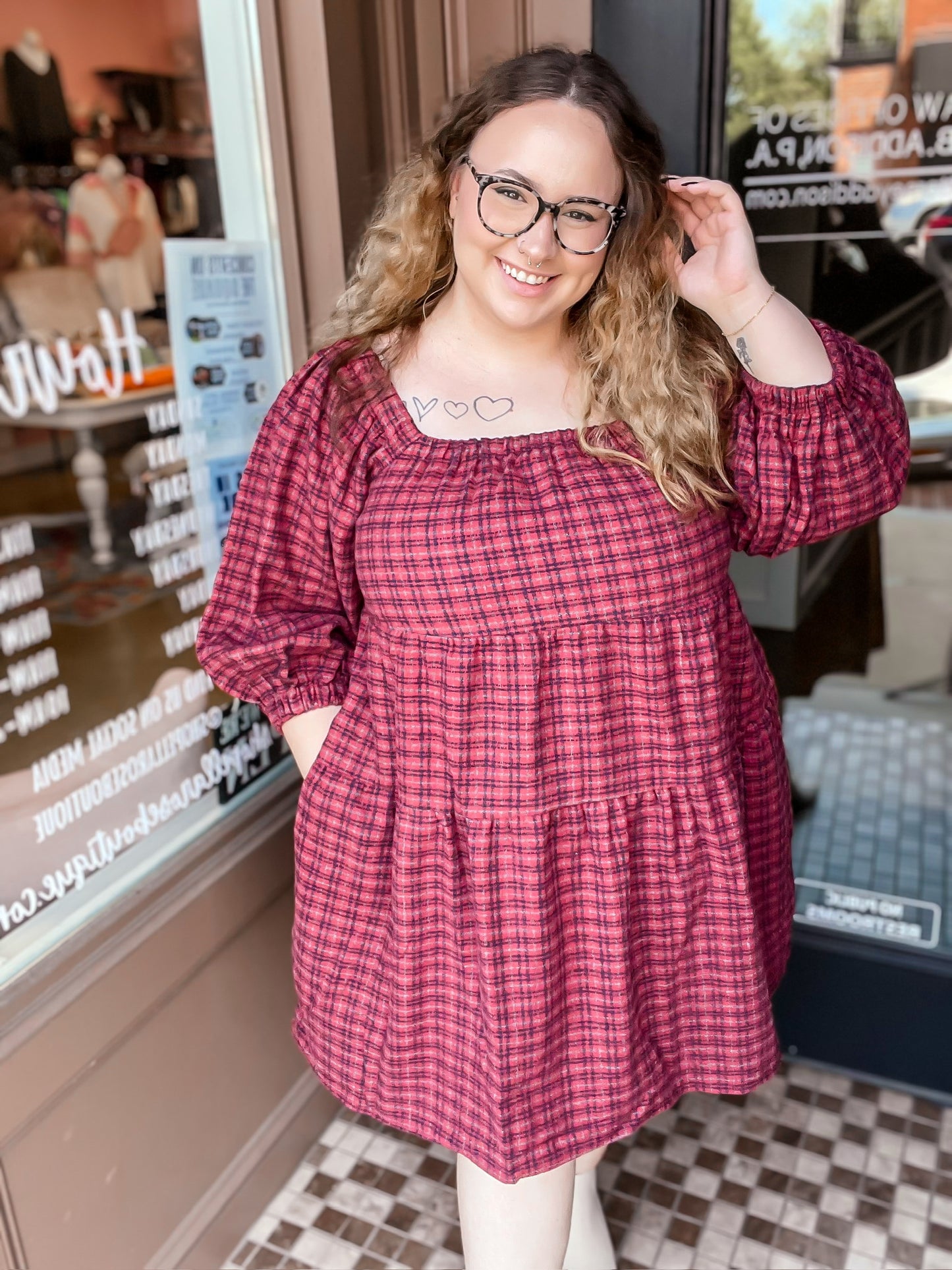 Apple Picking Plaid Dress