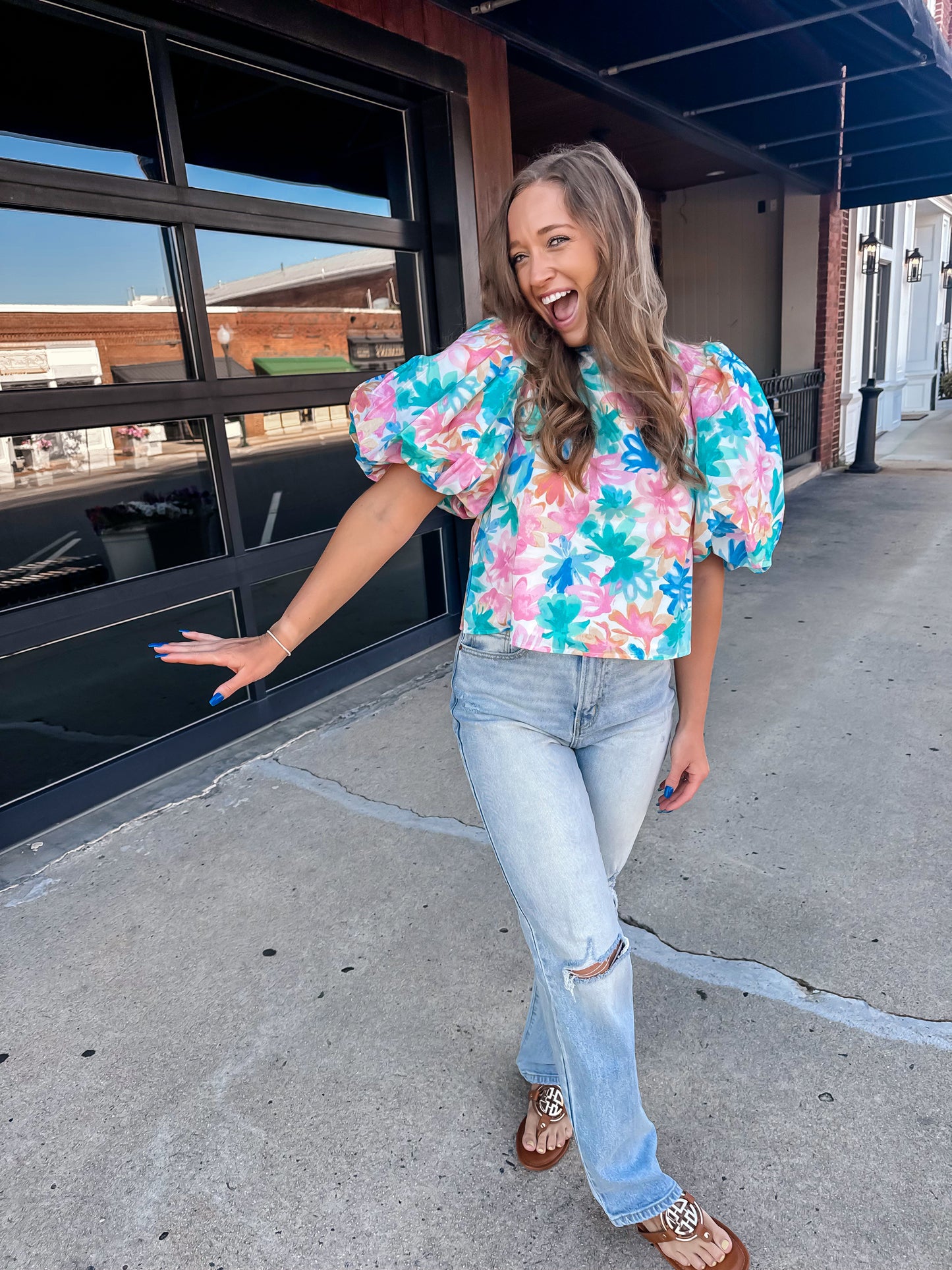 Pastel Bubble Sleeve Top